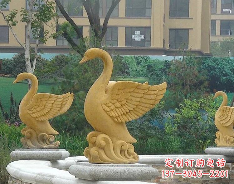 江西池塘水景喷泉天鹅雕塑-公园园林景区装饰动物雕塑