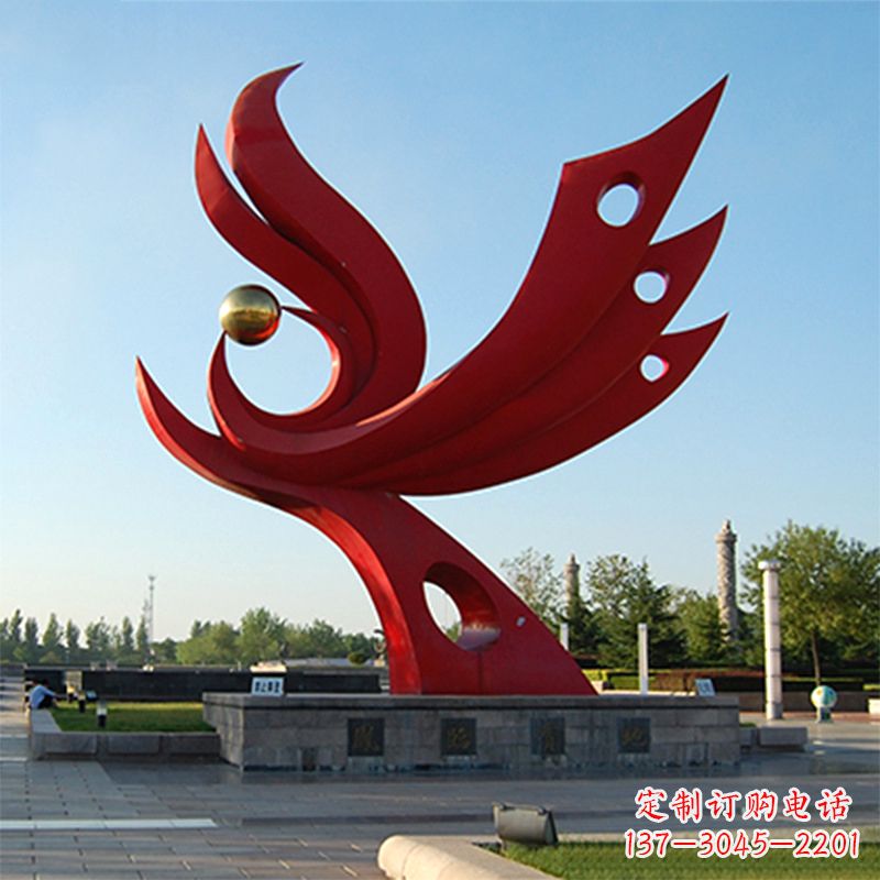 江西精美凤凰雕塑点缀公园园林景观