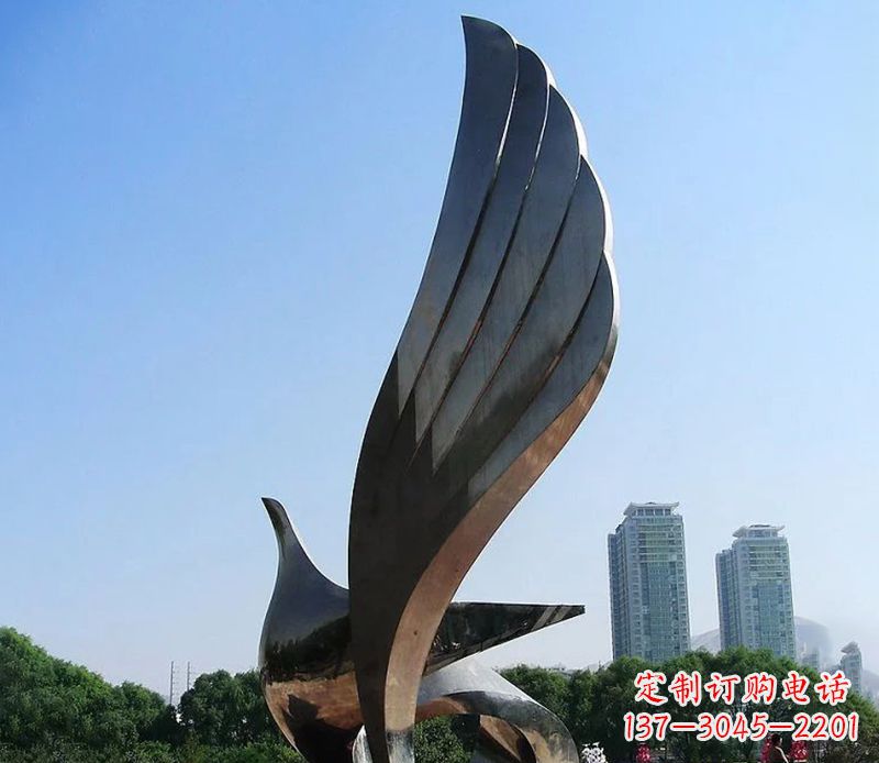江西不锈钢翅膀雕塑象征着自由的美