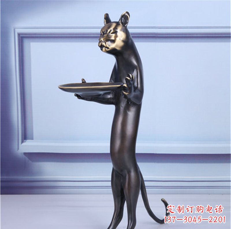 江西抽象动物猫铜雕