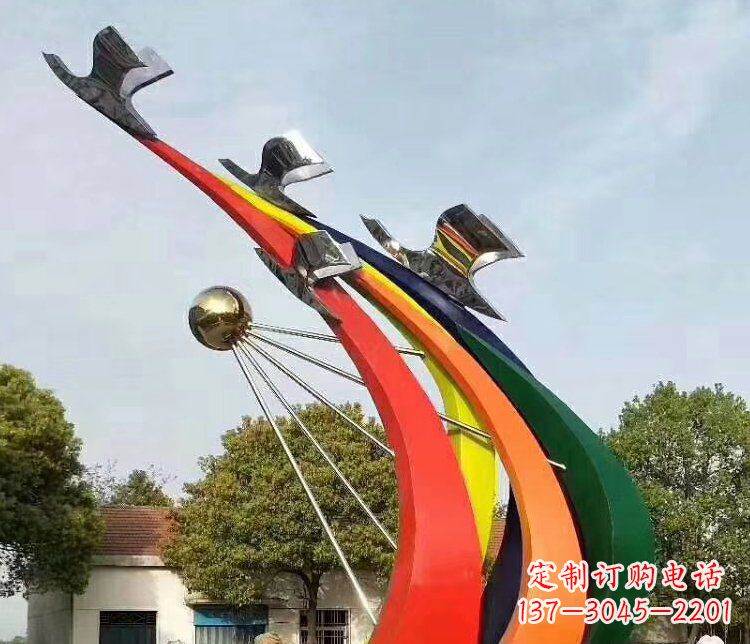江西抽象和平鸽和太阳校园不锈钢雕塑