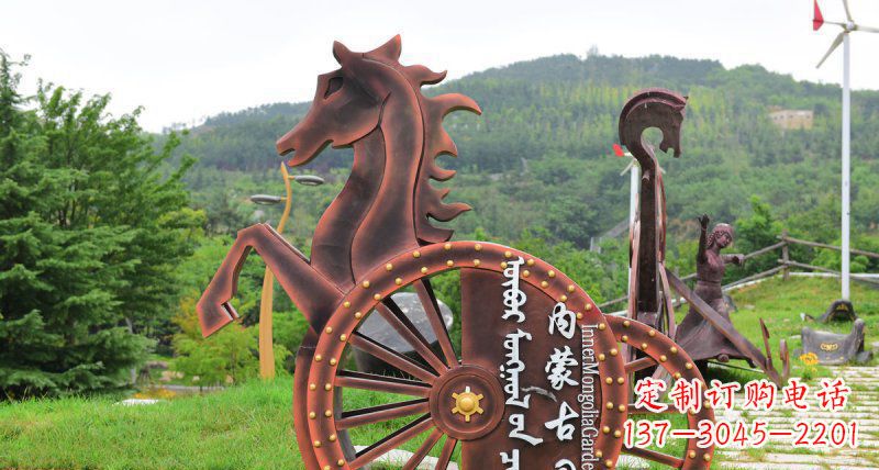 江西传承历史魅力,不锈钢马车雕塑悠然屹立