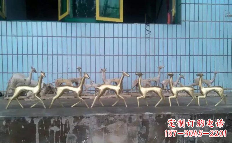 江西抽象小鹿公园动物铜雕