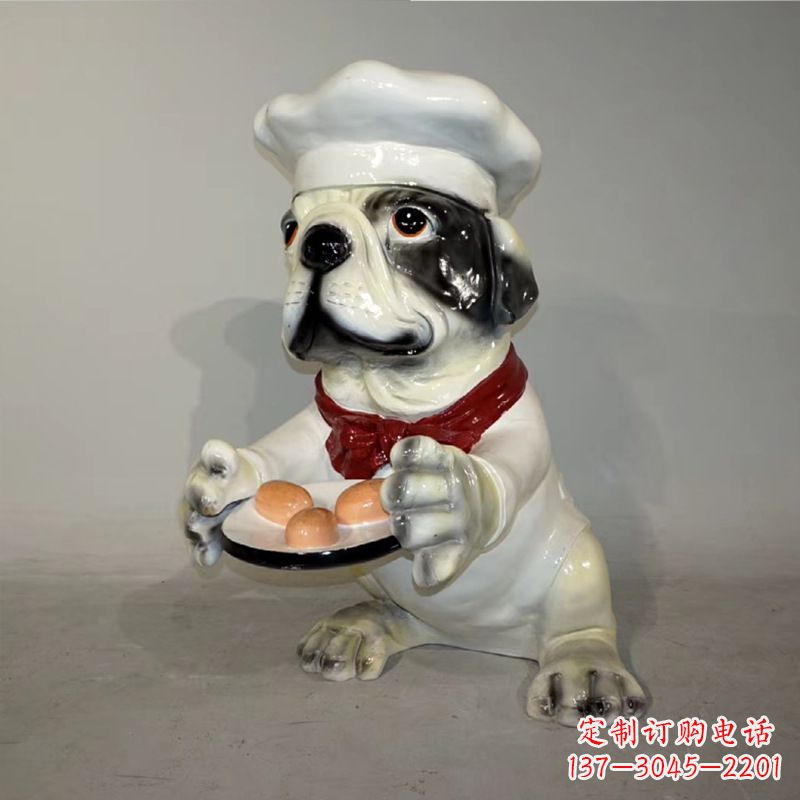 江西玻璃钢仿陶瓷狗雕塑——以斗牛犬为原型