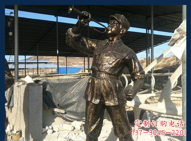 江西冲锋号雕塑永远记住八路军