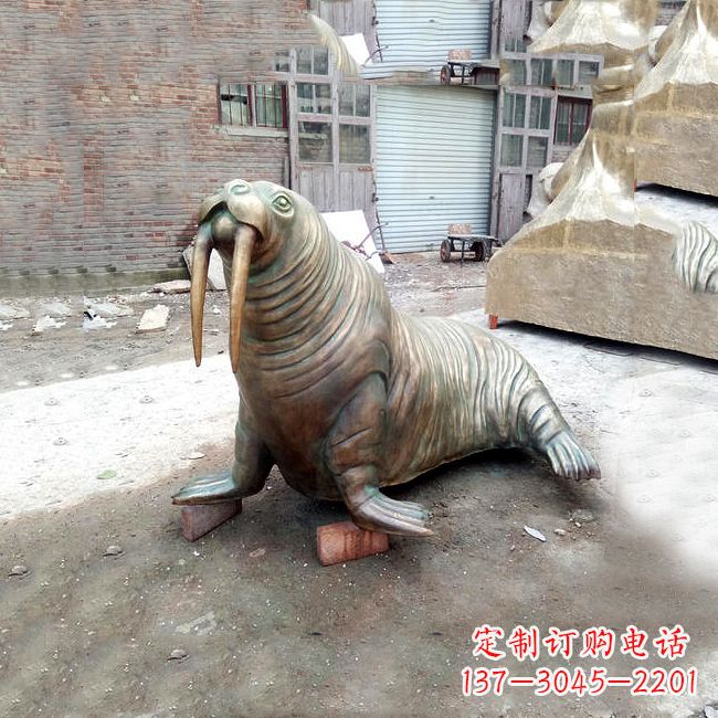江西纯铜海豹雕塑