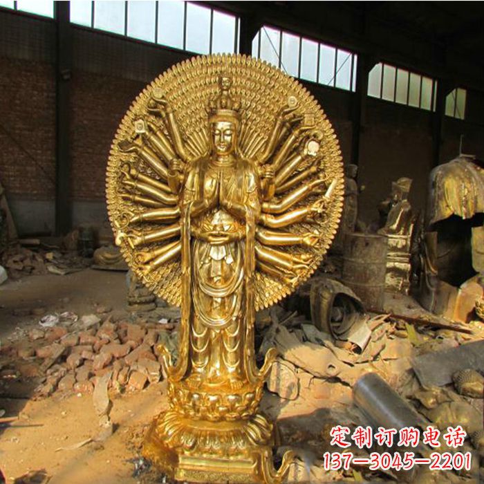 江西纯铜千手观音铜像