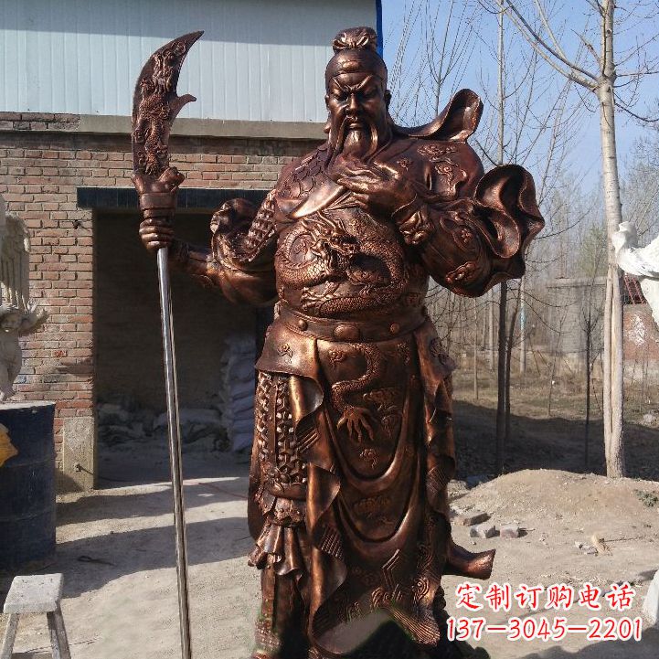 江西铸造巍然屹立的关公雕像