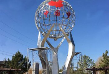 江西城市之星——不锈钢地球仪雕塑