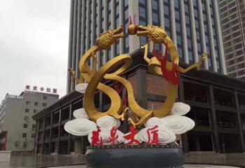 江西精美的双龙戏珠不锈钢雕塑