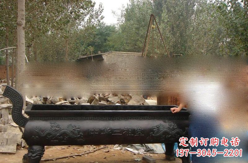 江西祠堂方形香炉铜雕