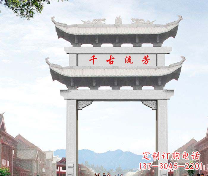 江西石雕牌坊一座传承传统的精美雕塑