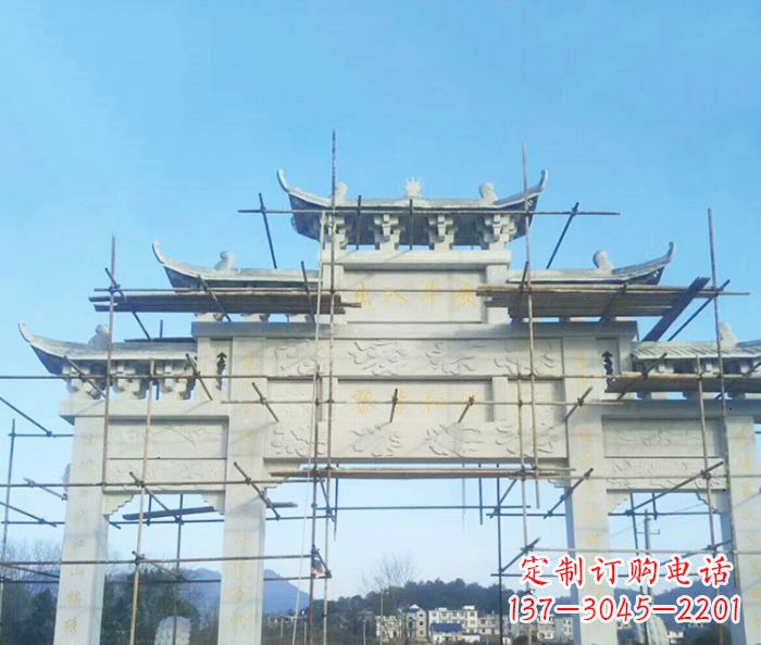 江西大理石三门牌坊雕塑
