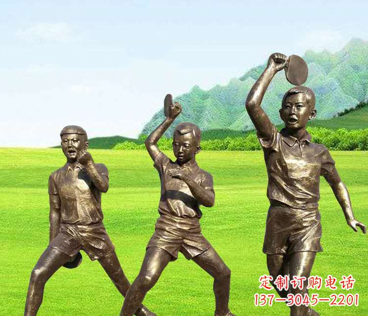 江西打乒乓球的运动人物铜雕