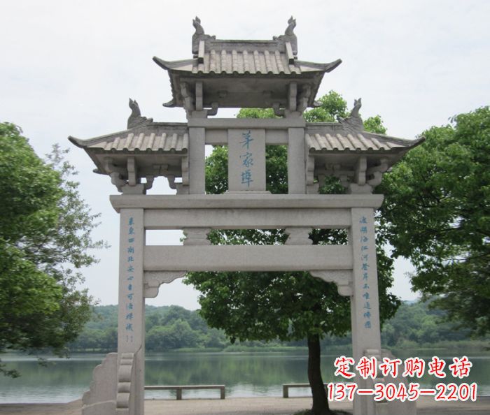 江西大理石单门牌楼雕塑精美的艺术瑰宝
