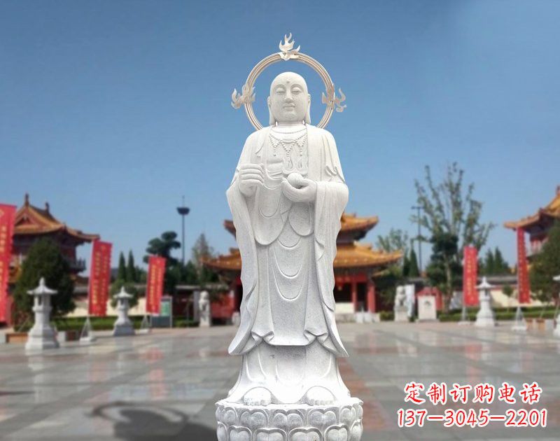 江西大理石地藏菩萨雕塑象征佛法的传承