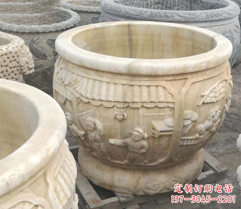 江西雕刻精美的大理石儿童水缸