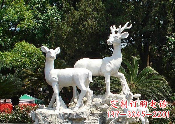 江西雕塑艺术——大理石公园小鹿石雕