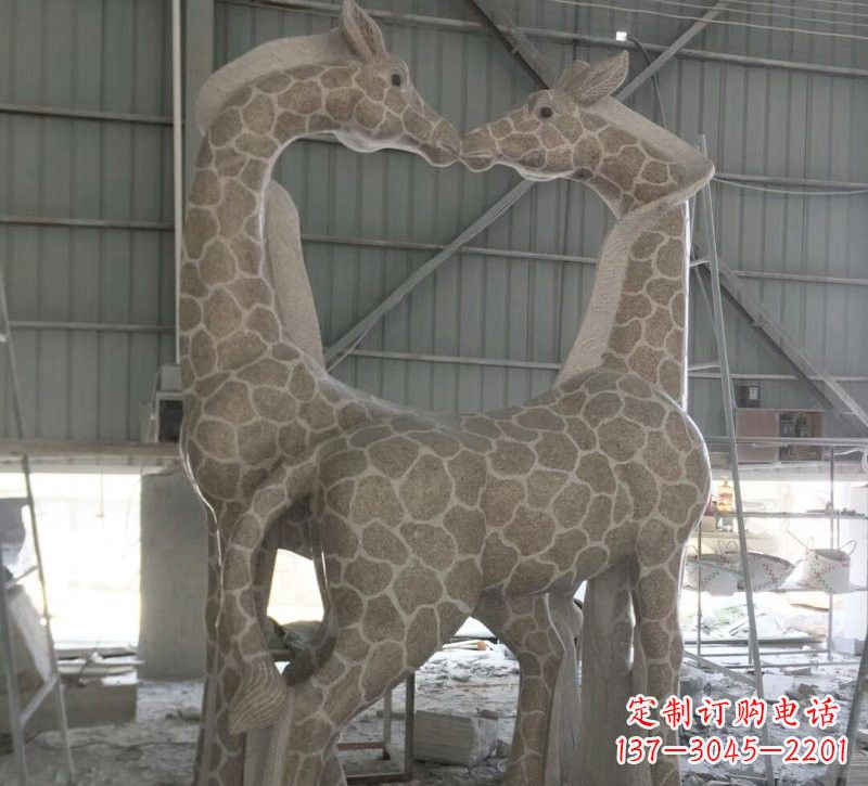 江西大理石艺术精美长颈鹿雕塑
