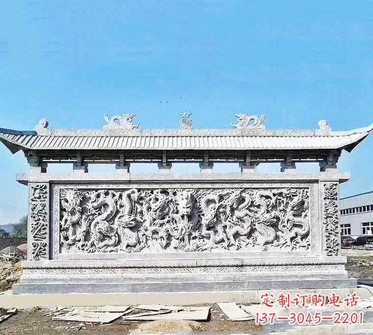 江西精美大理石九龙壁雕塑
