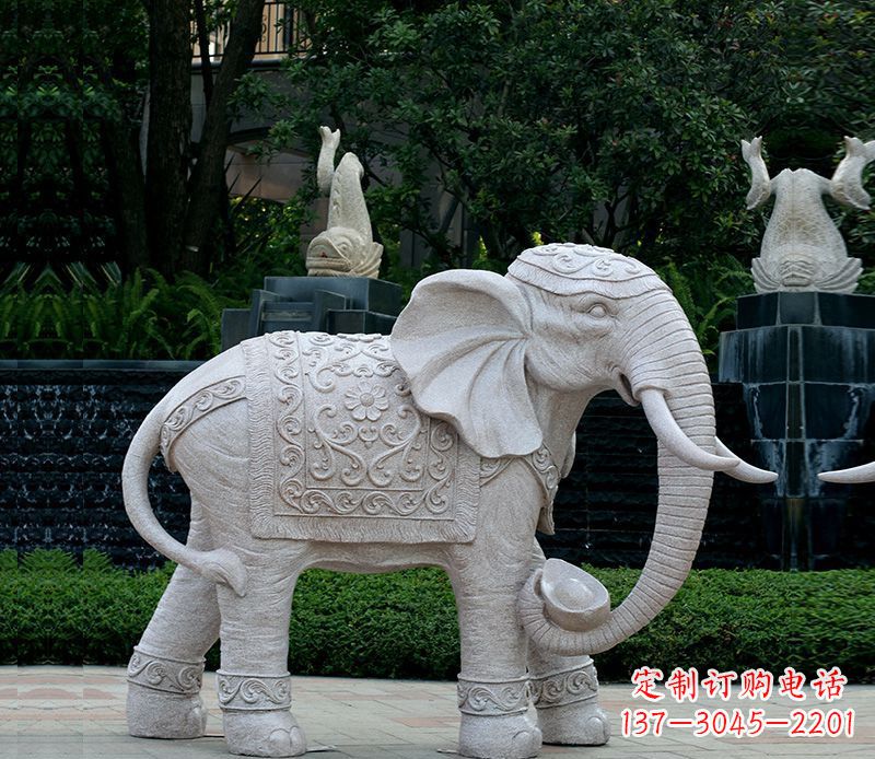 江西以大理石为材料的完美大象雕塑