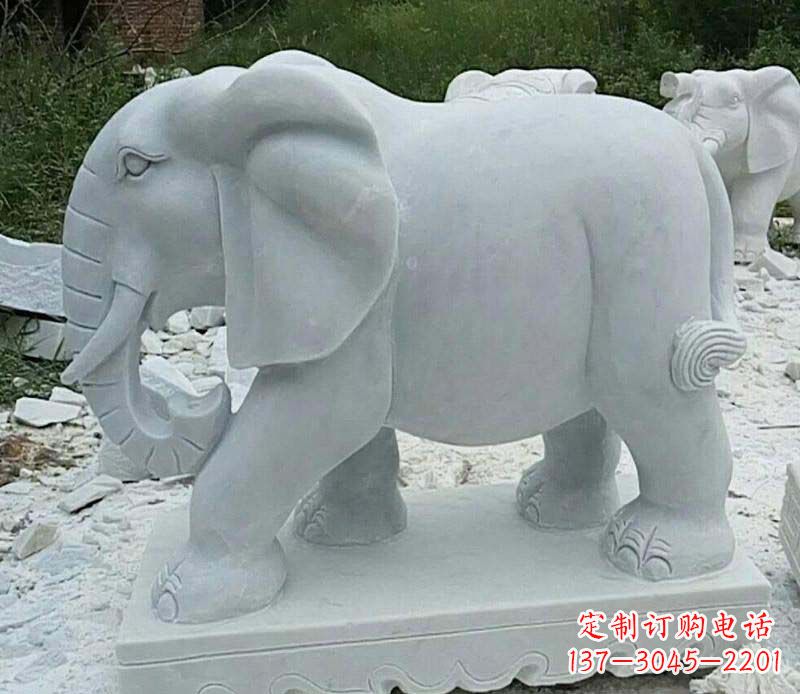 江西精雕细琢的大理石大象雕塑
