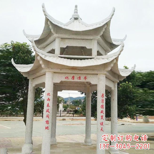 江西大理石凉亭双层雕塑