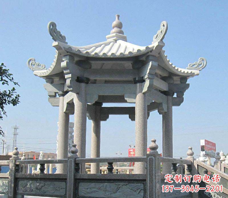 江西大理石六角凉亭石雕，为您的家园带来浪漫情怀