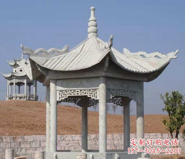 江西精美大理石六角凉亭石雕