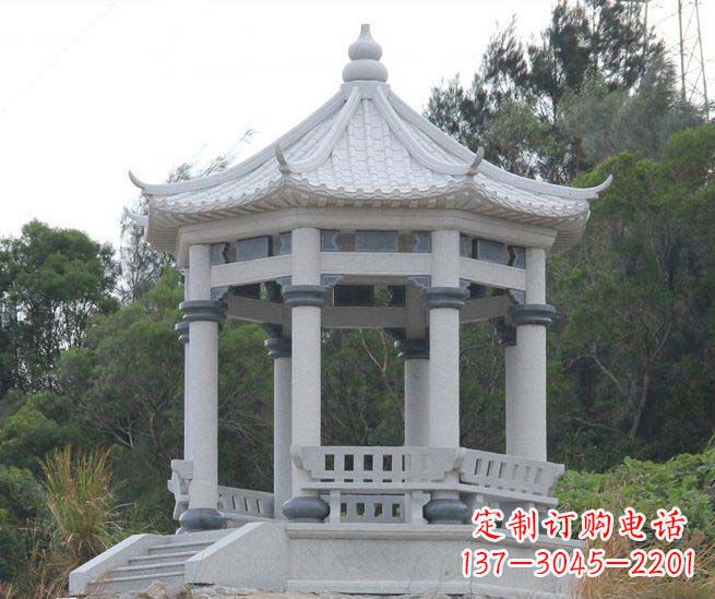 江西大理石六角石雕凉亭营造舒适环境的完美体现
