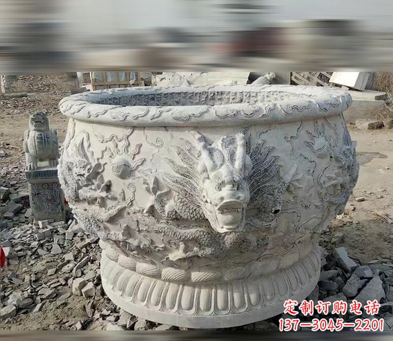 江西大理石龙浮雕水缸精美精致,让您的家居生活更加有意义