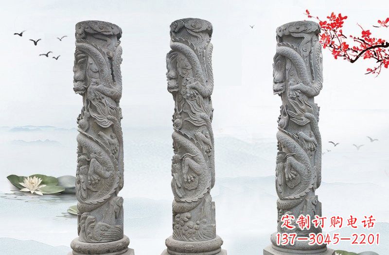 江西精美大理石龙柱雕塑