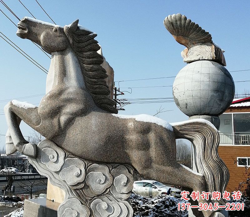 江西大理石马踏祥云石雕