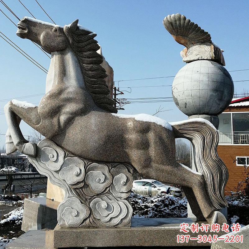 江西大理石马踏祥云雕塑