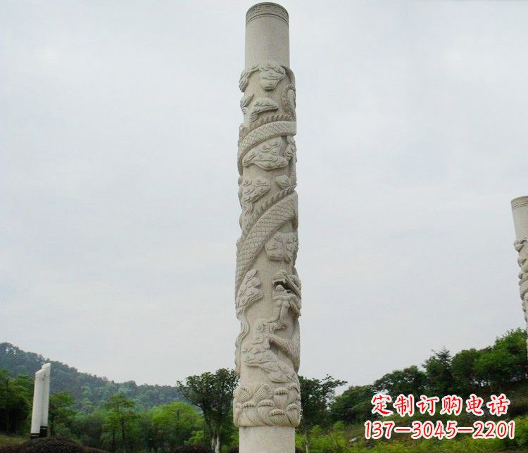 江西大理石盘龙柱雕塑