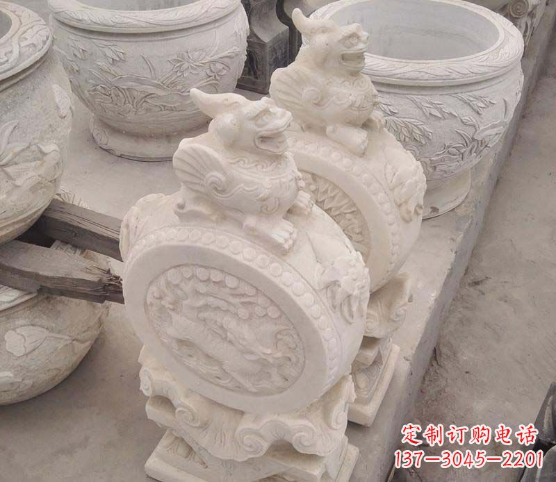 江西大理石貔貅抱鼓石雕塑