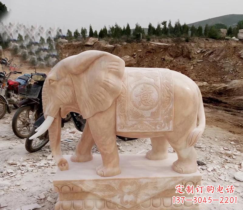 江西优雅大象大理石雕塑