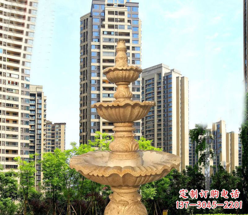 江西大理石三层喷泉公园石雕 (2)