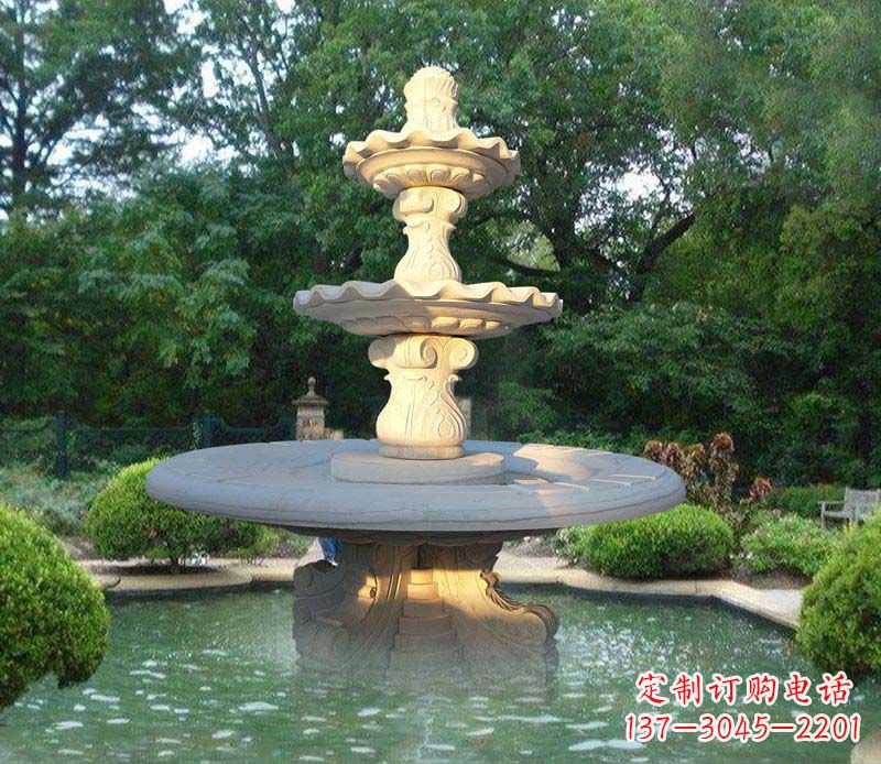 江西大理石三层喷泉雕塑