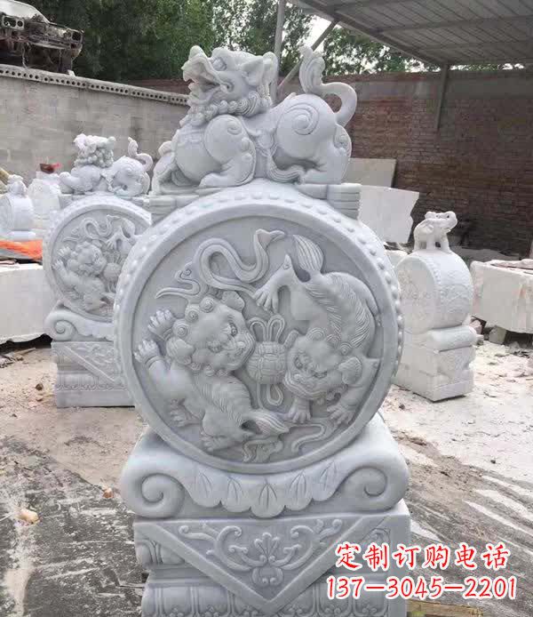 江西大理石狮子抱鼓石雕塑