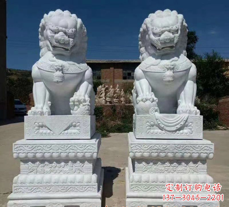 江西大理石狮子石雕,雕塑定制精美狮子