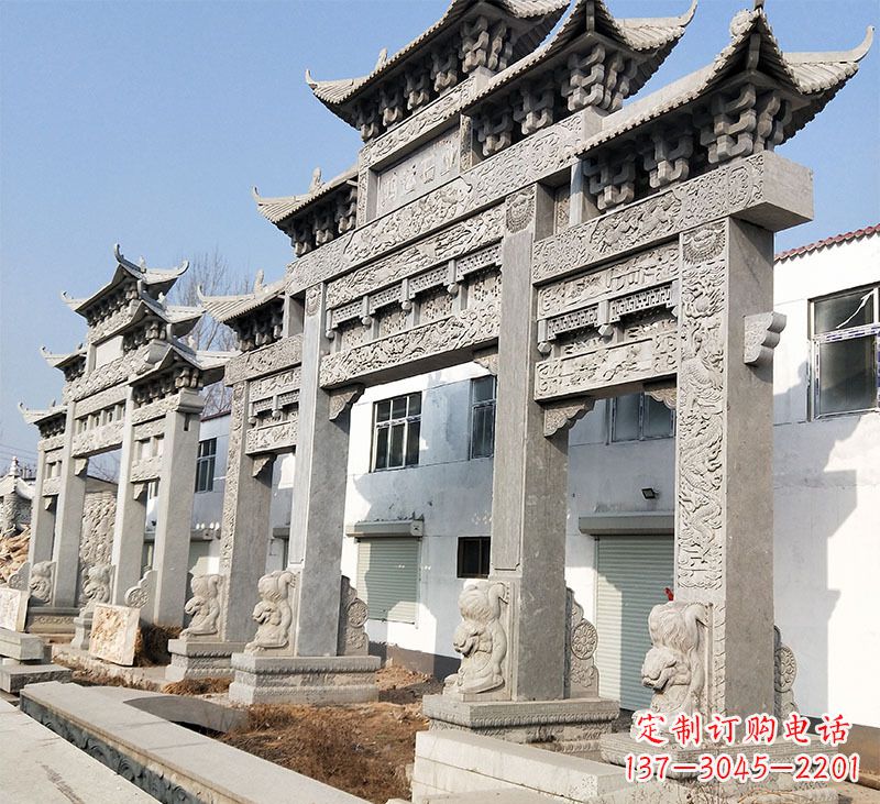 江西大理石石雕牌坊雕塑定制