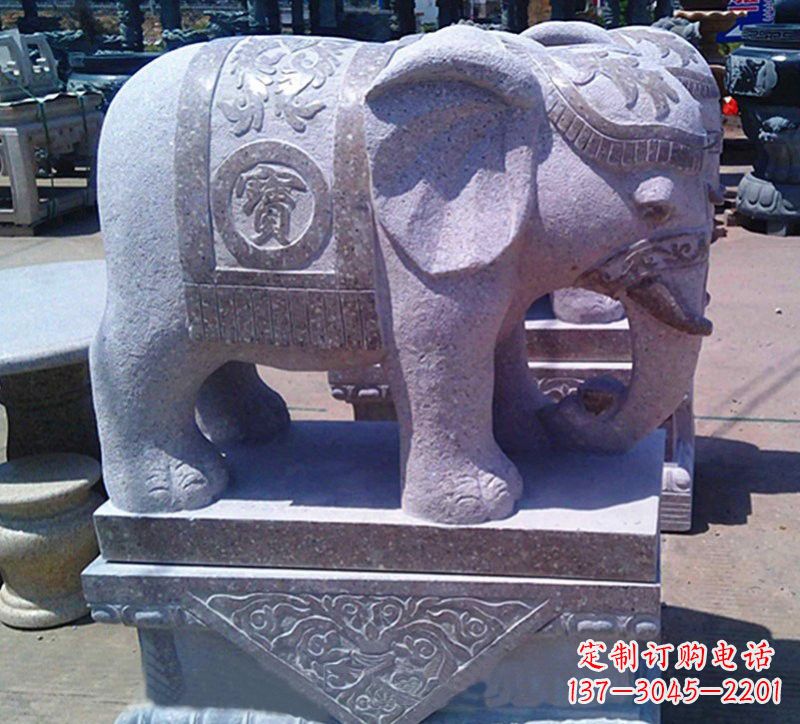 江西大理石石雕招财进宝大象,传递招财进宝的吉祥祝福