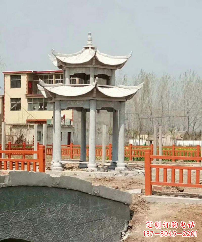 江西大理石双层凉亭雕塑