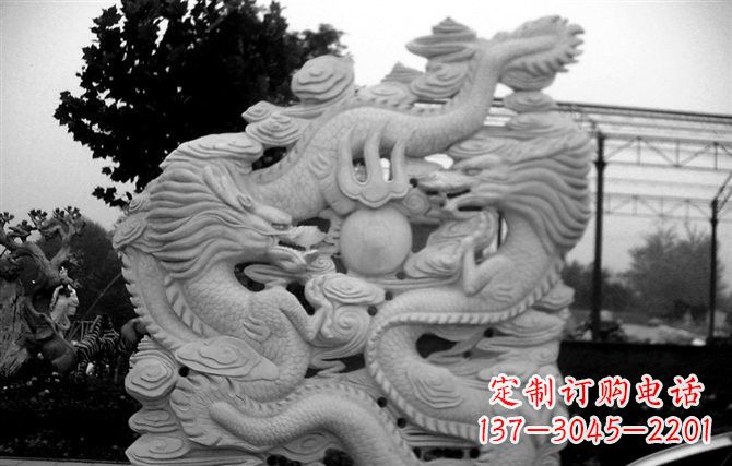 江西精美大理石双龙雕塑
