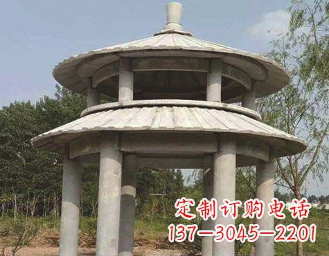 江西大理石双层圆顶凉亭石雕
