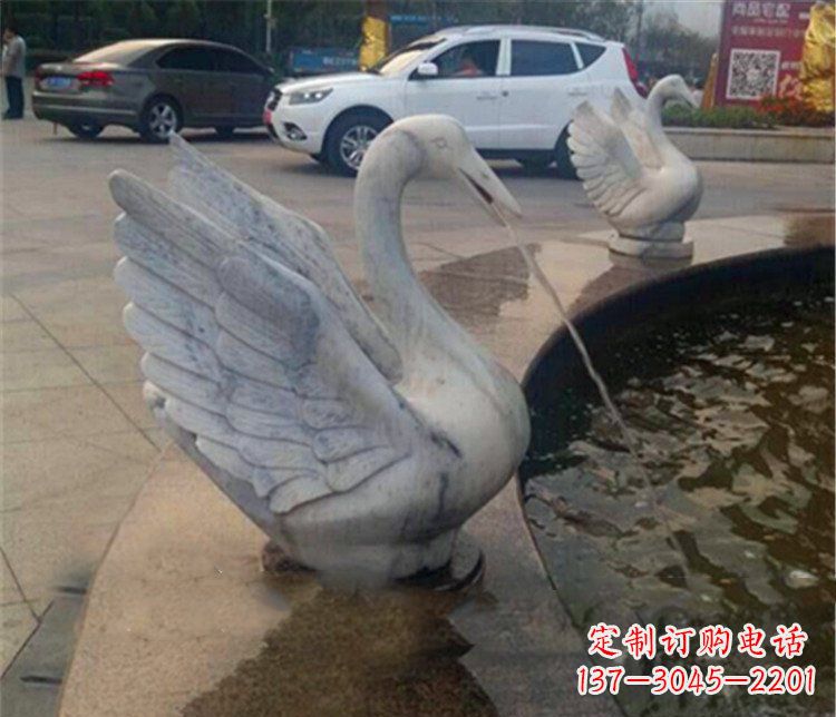 江西大理石天鹅喷泉石雕