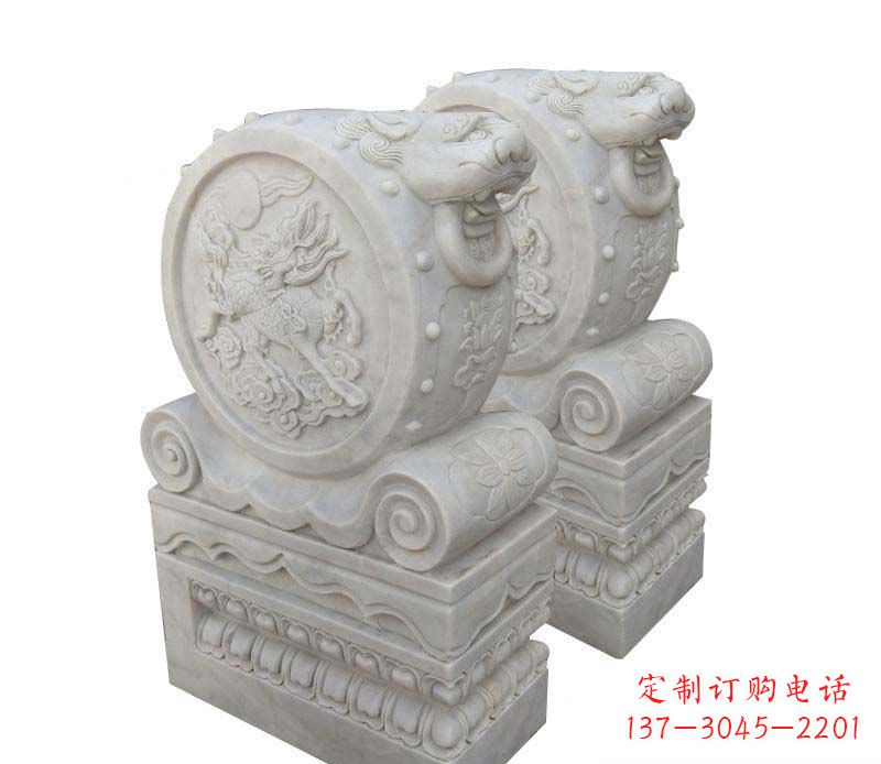 江西大理石狮子头门墩雕塑