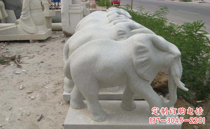 江西大理石小象公园动物石雕