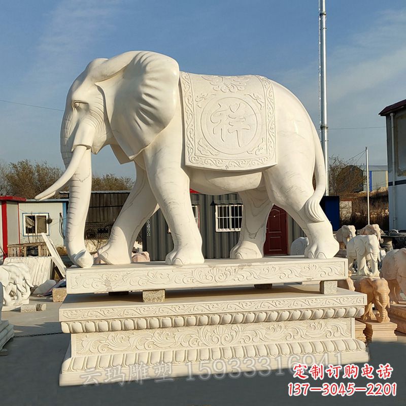 江西精致大象石雕雕塑
